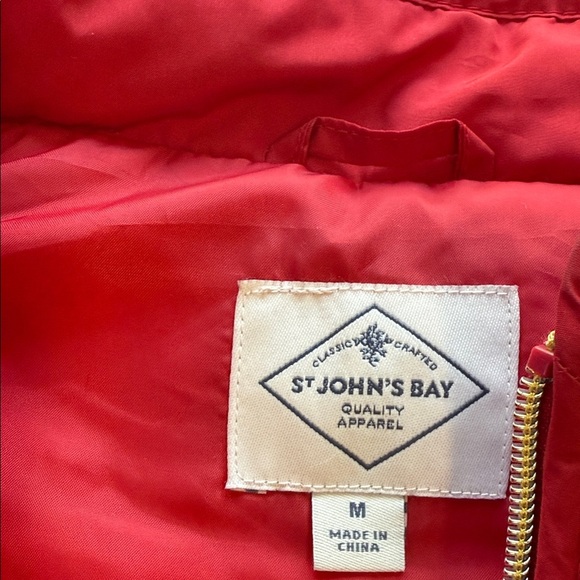 St. John's Bay Red Quilted Vest with Gold Zipper - Picture 2 of 4